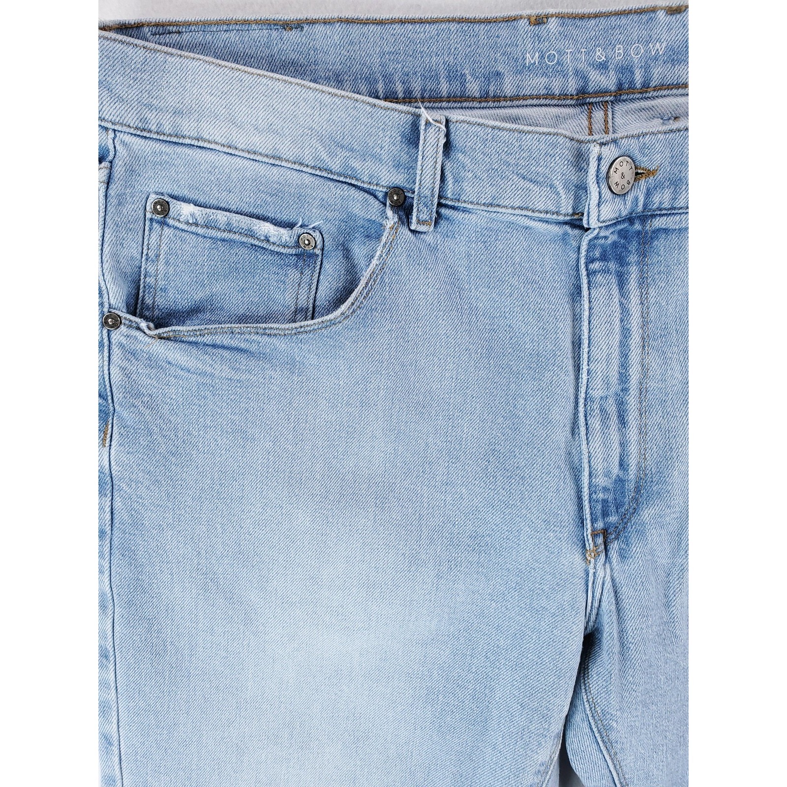 Mott & Bow Jeans Mens 38x32 Light Blue Denim Slim Fit Stretch Hube Wash 5-Pocket — image 3 of 8